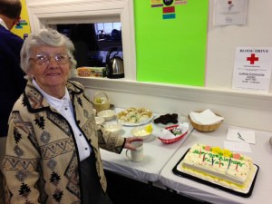 Liza turned 90 and The United Church Ludlow celebrated with a cake on April 14. Photo by Lee Kafer.